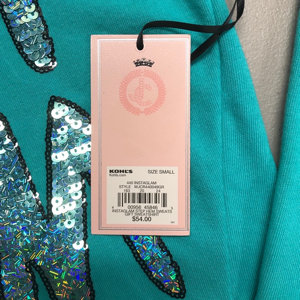 Juicy Couture Instaglam Sequin Sweater Teal New - Picture 4 of 4
